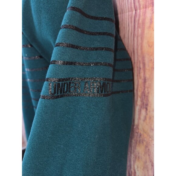 Under Armour Teal Fleece Hoodie Large Black Stripe Design - Picture 7 of 8